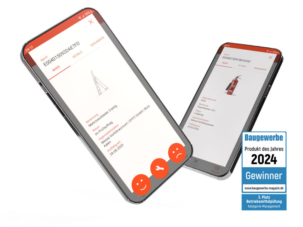Betriebsmittelprüfer App Mobile App zur digitalen Prüfung und Dokumentation von Arbeits- und Betriebsmitteln für iOS und Android Geräte.
