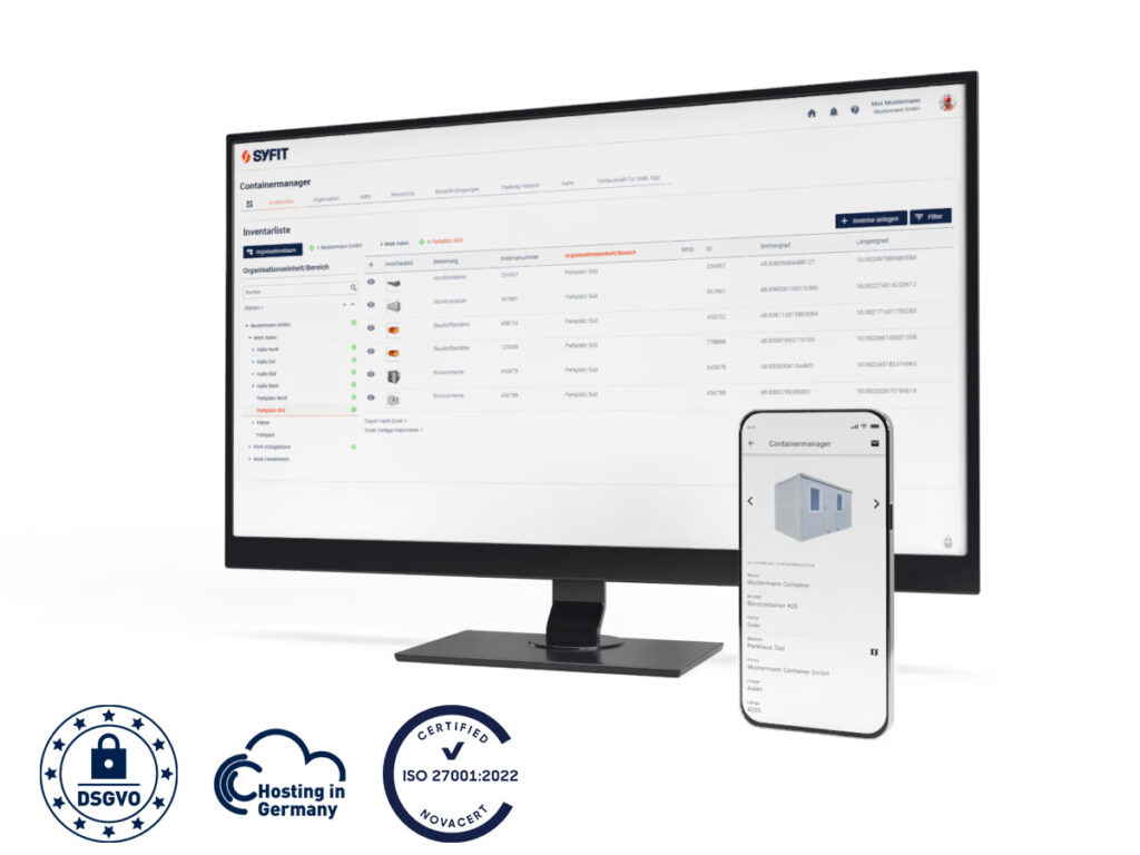 Containermanager Softwarelösung Web-und Smartphoneansicht der Containermanager Softwarelösung