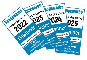 Auszeichnungen von 2022 - 2025 zum Produkt des Jahres.
